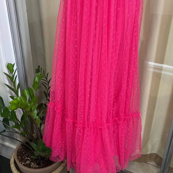 Fuchsia Hot Pink Tulle Polka Dot Maxi Size Medium/Large - Picture 3 of 7